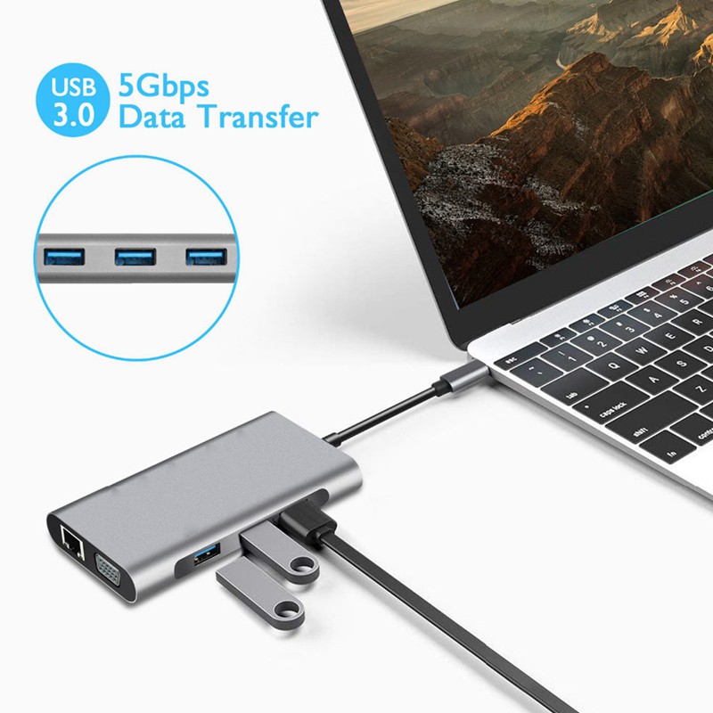 Bộ Chia Cổng Usb Đa Năng 10 Trong 1 Rj45 Ethernet Cho Macbook