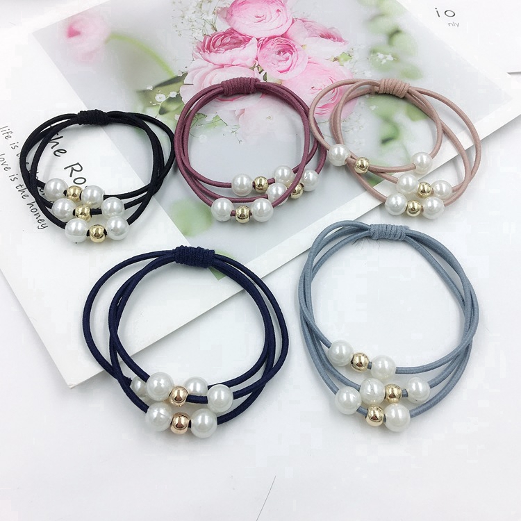 Dây buộc tóc co giãn đính ngọc trai phong cách hàn quốc