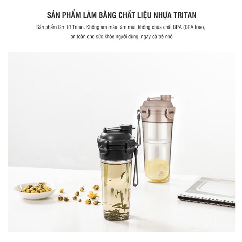 Bình nước Lock&Lock bằng nhựa Tritan an toàn cho sức khỏe giúp tiết kiệm diện tích dung tích 680ml ABF934