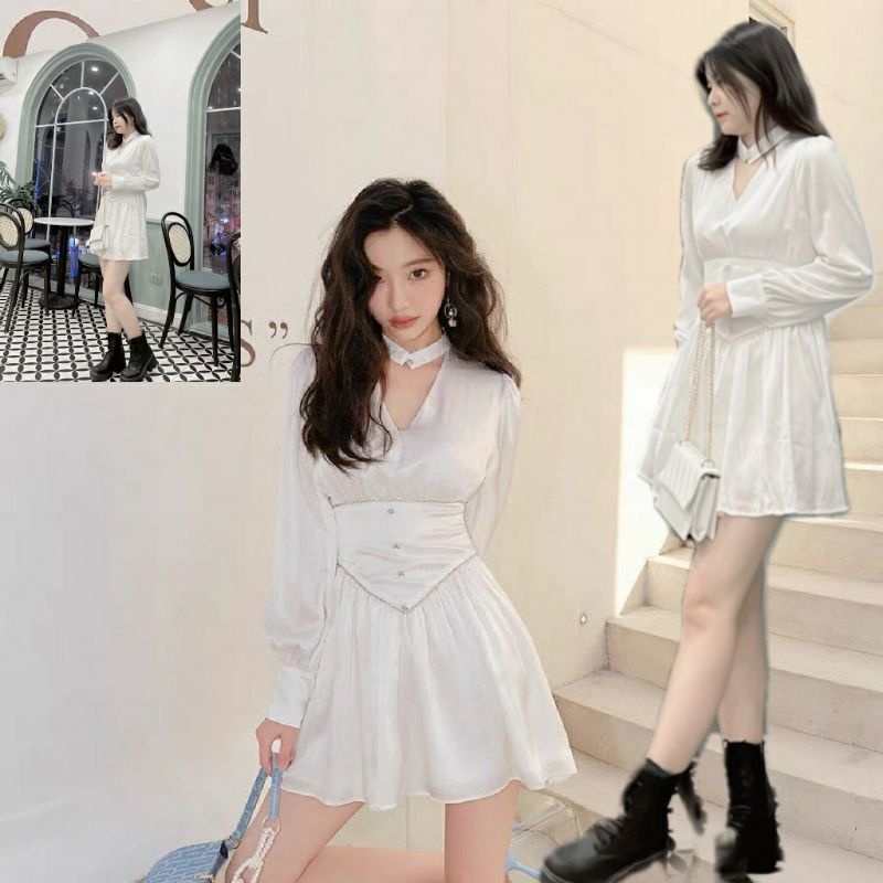 Có ảnh thật Đầm trắng công chúa siêu xinh dáng ngắn đáng yêu
