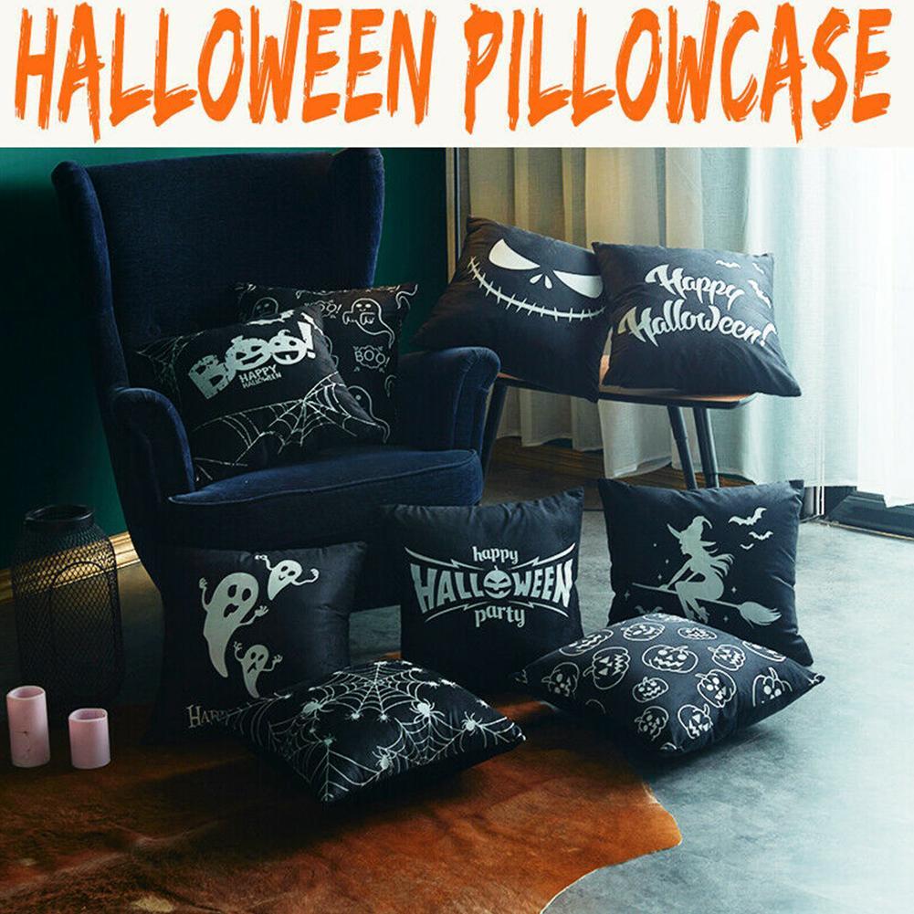 Vỏ Gối 45x45cm In Họa Tiết Halloween 3d Dạ Quang Trang Trí Nhà Cửa