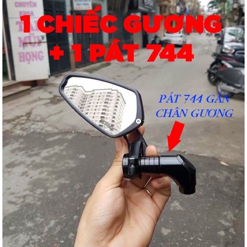 Gương thái chân vát 744 mặt kính trắng gắn các dòng xe