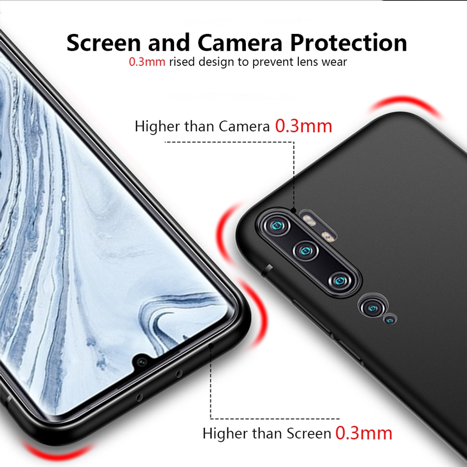 Ốp Lưng Cao Su Mềm Màu Trơn Cho Xiaomi Mi Note 10 Pro