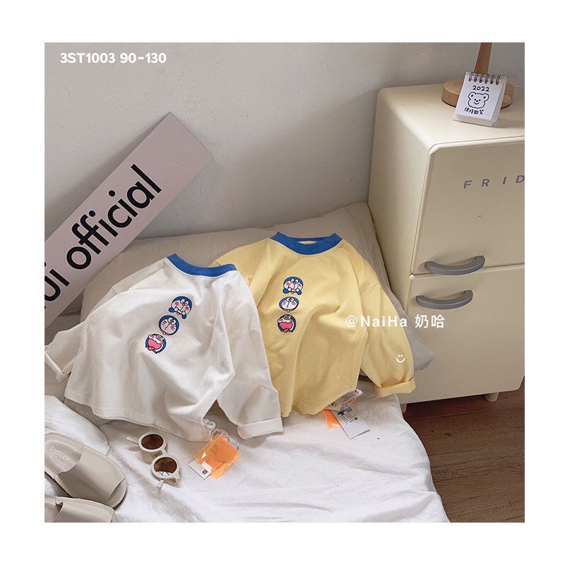 Áo Thun Tay Dài In Họa Tiết Hoạt Hình Phong Cách Hàn Quốc Dễ Phối Đồ Thời Trang Mùa Xuân Cho Bé Trai Và Gái