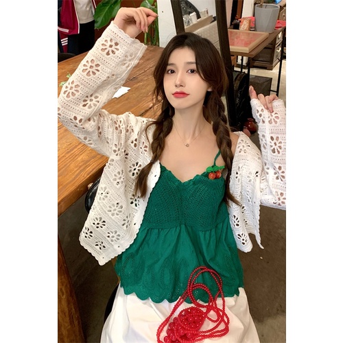 Áo Hai Dây Dệt Kim Kiểu Retro Thời Trang Mùa Hè Cho Nữ