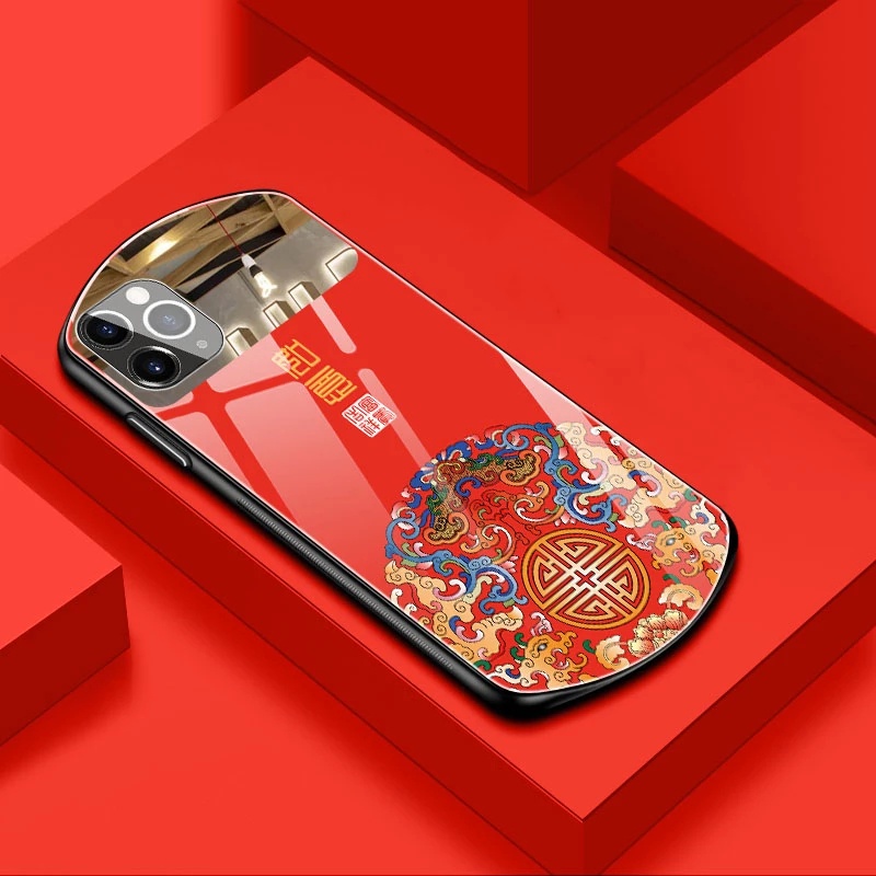 Ốp Điện Thoại Kính Cường Lực Phong Cách Trung Hoa Cho Iphone 12 11 Pro Max Xs Max Xr X 8 7 Plus Se2020