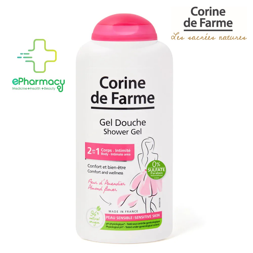 Sữa tắm Corine de Farme Intimate Gel Douche Shower Gel 2in1 cho body và vùng kín 250ml