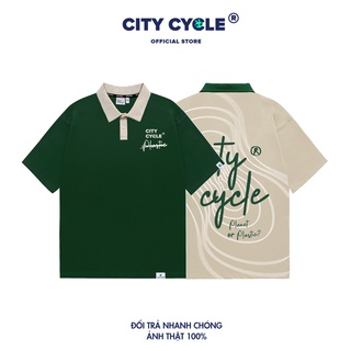 Áo polo local brand ngắn tay tráng gương Plastic City Cycle cotton form rộng nam nữ oversize unisex
