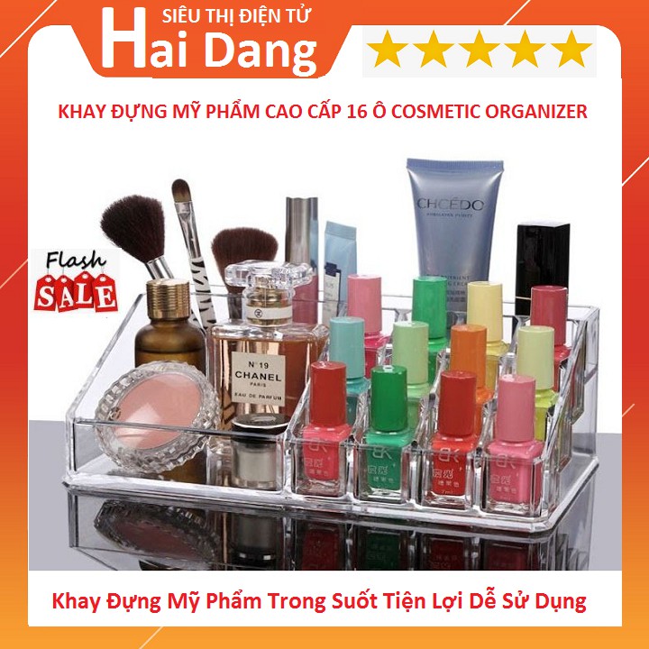 KHAY ĐỰNG MỸ PHẨM, KHAY ĐỰNG MỸ PHẨM CAO CẤP 16 Ô COSMETIC ORGANIZER - TRONG SUỐT