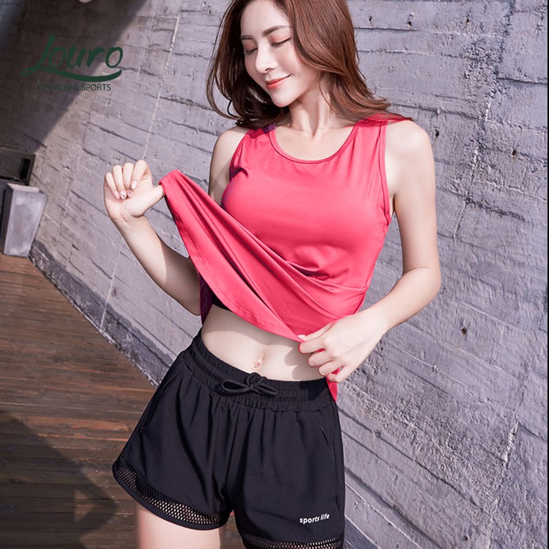 Áo tanktop nữ tập gym Louro FA70🍀FREESHIP🍀kiểu áo tanktop nữ tập thể thao, yoga, zumba, co giãn 4 chiều