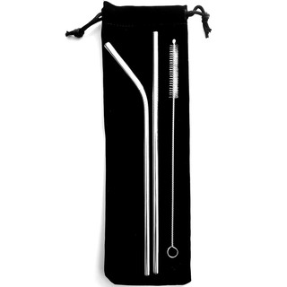Full Bộ 4 Món Ống Hút Inox - Túi nhung
