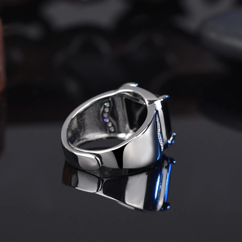 Nhẫn Hở Đính Đá Zircon Màu Đen Thiết Kế Hở Đơn Giản Thời Trang Cho Nam Và Nữ