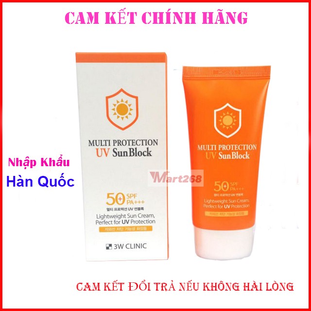 [Hàng Nhập Khẩu] Kem Chống Nắng Dưỡng Trắng Da Hàn Quốc Multi Protection Uv Sun Block 3W Clinic 70ml