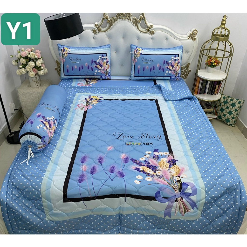 Bộ Drap mền + áo gối { 5 món} thun Ý 5D Cao Cấp , mát lạnh, thấm hút tốt.{ hoặc mền lẻ}