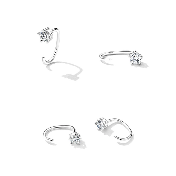 Đôi khuyên tai BAMOER bằng bạc 925 hình ngôi sao thời trang cho nữ