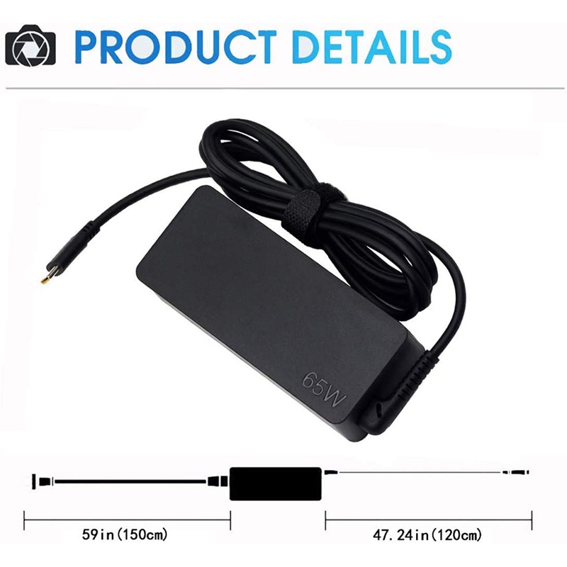 Bộ SạC Laptop 65W USB Type C Cho Lenovo Chromebook 100E ThinkPad T480 T580 Yoga C930