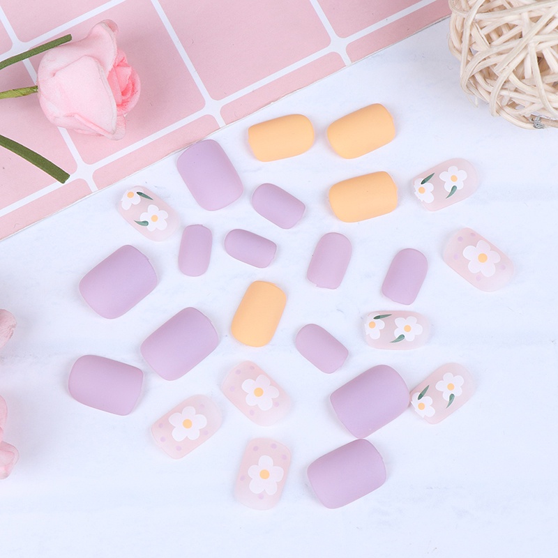 (Hàng Mới Về) Bộ 24 Móng Tay Giả Hình Bông Hoa Trang Trí