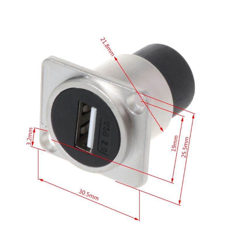 FUN USB 2.0 D Type Socket Metal Female to Female Module Connector USB Plug Panel Mounting Holder Adapter  Support