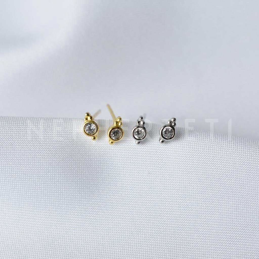 Khuyên tai bạc 925 mini - tròn họa tiết (giá 1 chiếc) - Nepherteti