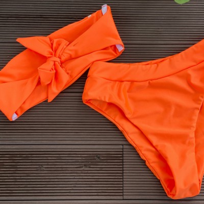 Sỉ Bikini - Bikini Hai Mảnh Cạp Cao Màu Cam