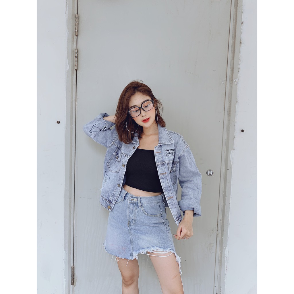 Áo Jean Croptop Áo Khoác Bò Nữ Form Vừa Mẫu Lửng Jl05