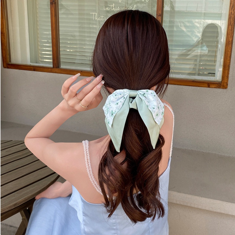 Dây Buộc Tóc Thắt Nơ In Họa Tiết Hoa Nhỏ Xinh Xắn Thời Trang Cho Nữ