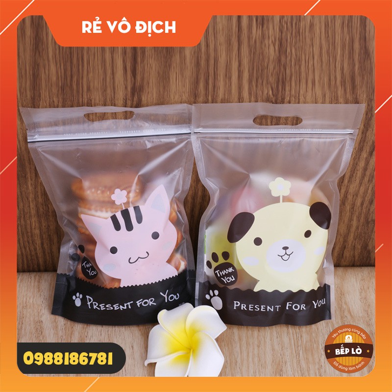 Túi Zip Đựng Kẹo Hạnh Phúc Nougat Hình Mèo Con Và Gấu Con Cực Kỳ Dễ Thương - Set 10 Túi