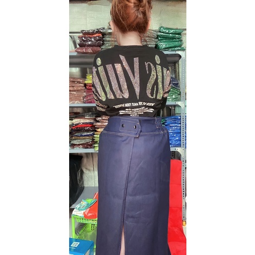 CHÂN VÁY JEAN CHỐNG NẮNG , XẺ TÀ thông minh dán và nút