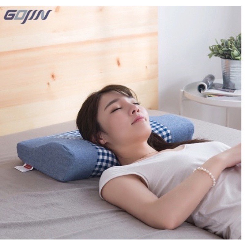 Gối cao su non người lớn họa tiết kẻ nhiều màu kèm vỏ gối kích thước 30x50cm