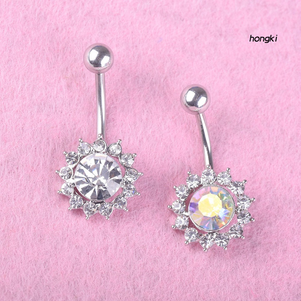 Khuyên rốn hình hoa đính đá lấp lánh xinh xắn