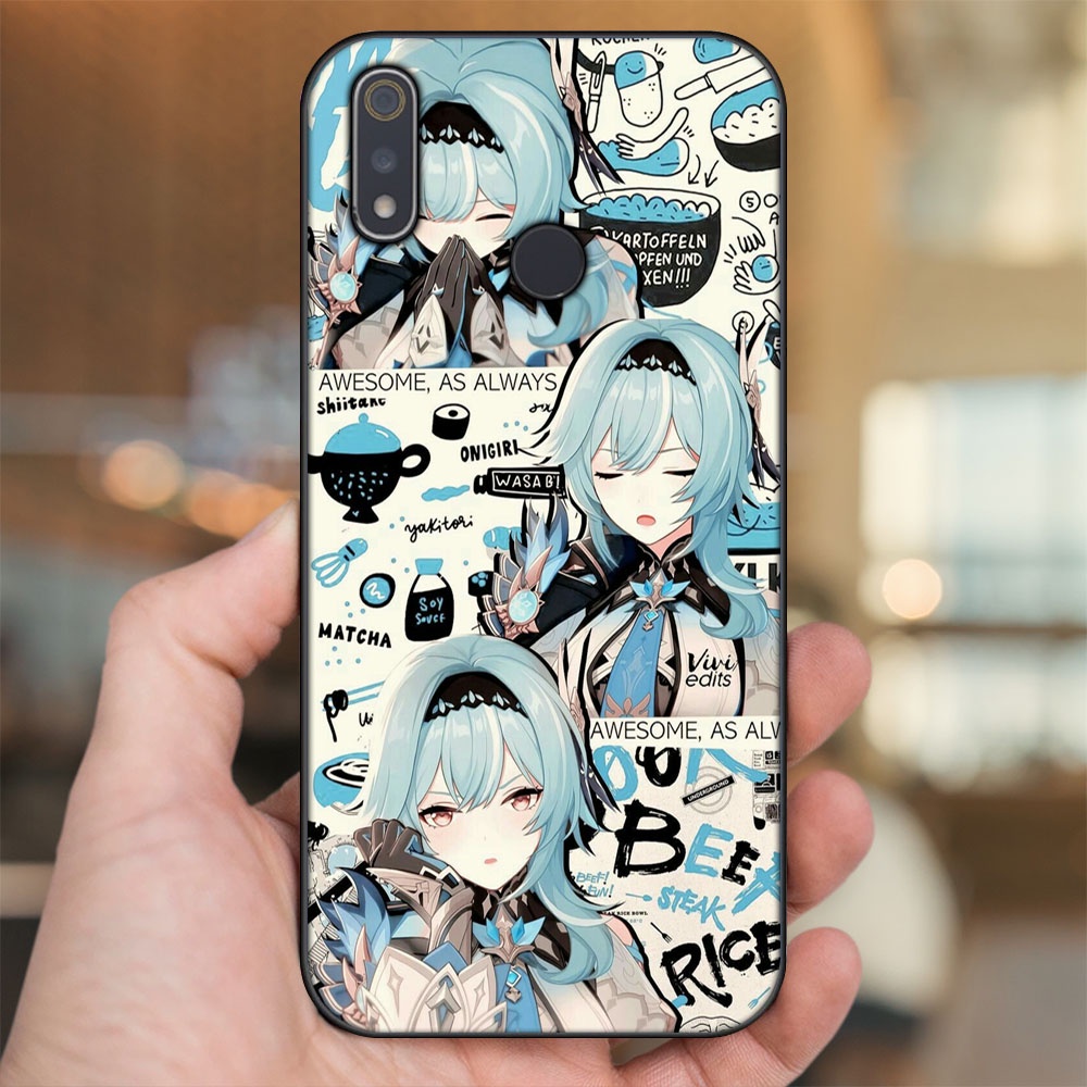 Ốp lưng Realme 3, 3 Pro viền đen in hình Eula Genshin Impact