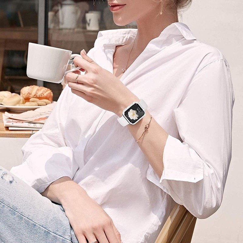 Ốp Bảo Vệ Đính Kim Cương Giả Dành Cho Đồng Hồ Apple Watch 41MM 45MM 44MM 40MM 42MM 38MM Series 7 6 5 4 3 2