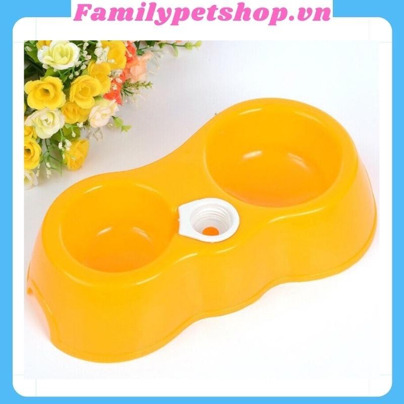 Bát ăn cho chó mèo bát nhựa đôi có gắn bình nước tự độngfamilypetshop.vn
