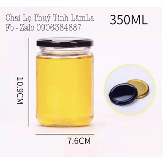 Hũ thuỷ tinh tròn nắp thiếc vàng | đen 350ml