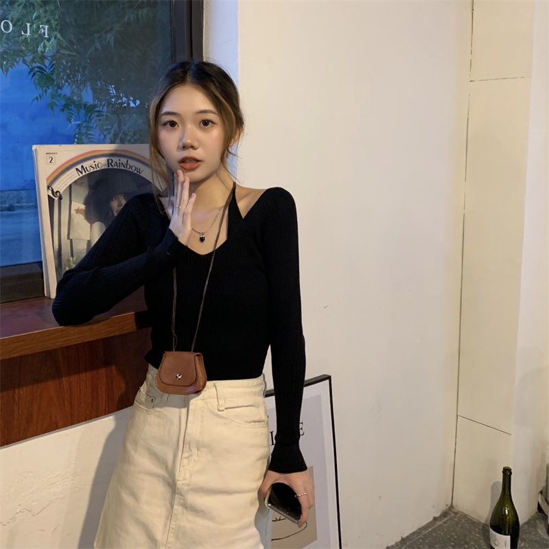 COZOK Áo sweater Tay Dài Dáng Ôm Thời Trang Cá Tính Cho Nữ