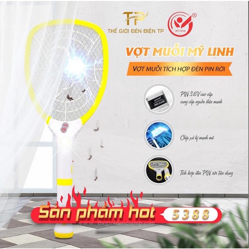 [ chính hãng ] Vợt muỗi Pin rời  - 3  chức năng