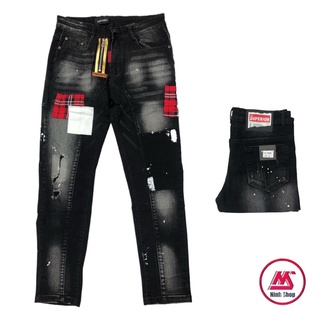 Quần Biker Dsquared2 khoá vàng vá đỏ hot 2021