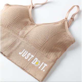 Áo bra ren nữ len tăm Just Do It thể thao nâng ngực - Áo bralette coton mềm không gọng mút mỏng cài sau Y28