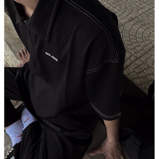 Bolmae black polo - áo thun có cổ form rộng unisex
