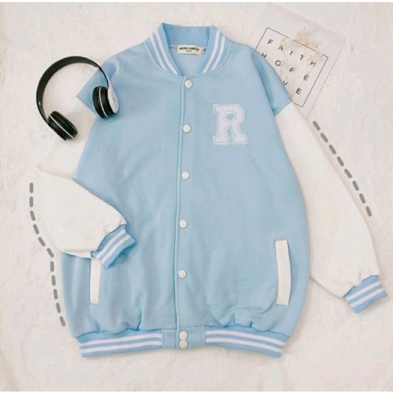 Áo Khoác Nỉ Bomber Thêu Logo Chữ R Form Rộng Unisex Thời Trang Z2 Store