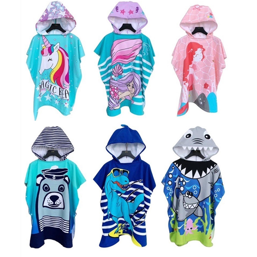 [Tặng Túi Đeo] Khăn choàng tắm biển hoạt hình size lớn cho bé