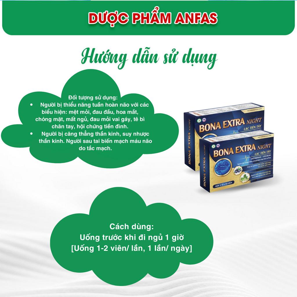 Viên uống Bona Extra Night Anfas, giảm đau đầu, bổ não, tăng cường máu lên não