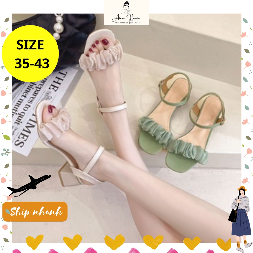 SANDAL NỮ BIG SIZE 35-43 Gót Dày Phối Dây Thời Trang Mùa Hè Cỡ Lớn hàng Quảng Châu Chất Lượng