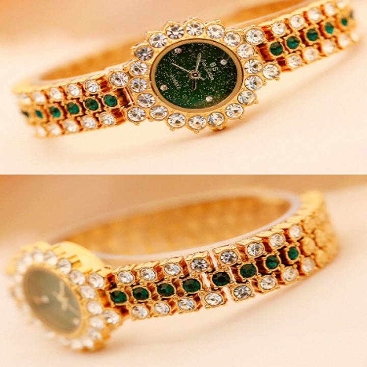 Đồng hồ nữ Bee Sister 1580 dây đính đá mặt viền đá đẳng cấp