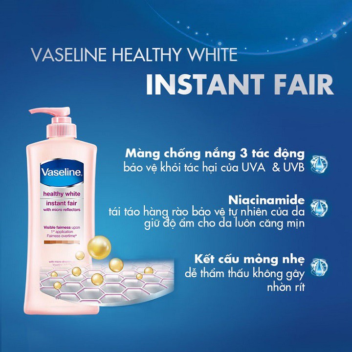 Sữa dưỡng thể Vaseline Healthy White Instant Fair 350ml | BigBuy360 - bigbuy360.vn