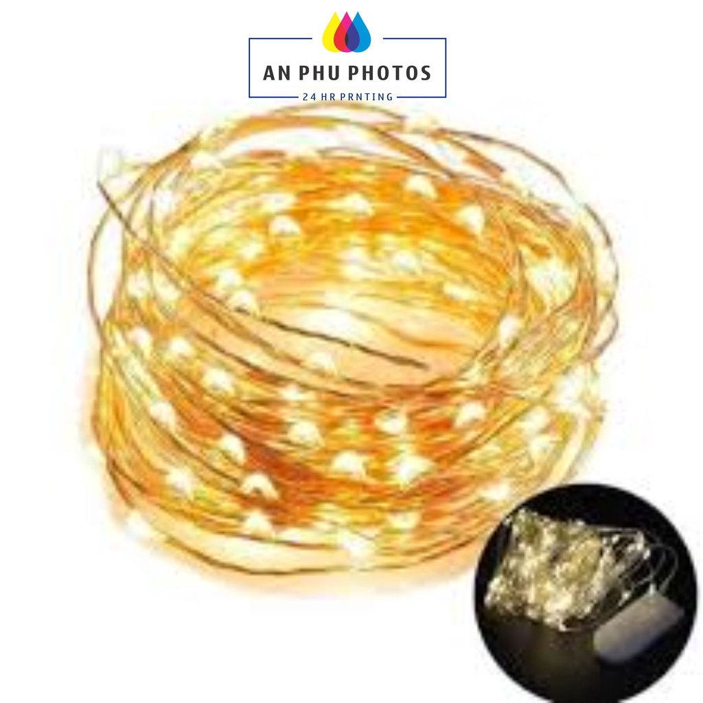 Dây Đèn Led Dài 5m mầu vàng Chạy Bằng Pin (có kèm pin)