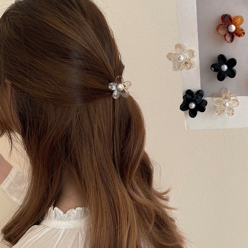 Kẹp Tóc Càng Cua Đính Ngọc Trai Bằng Acrylic Phong Cách Hàn Quốc Cho Nữ
