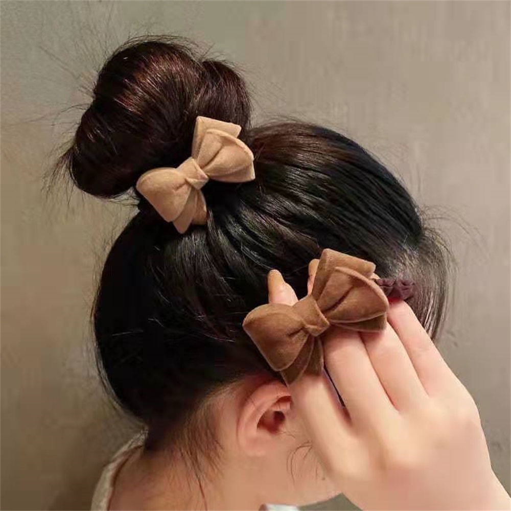 Dây Cột Tóc Cao Su Co Giãn Đính Nơ Trái Tim Thời Trang Cho Nữ