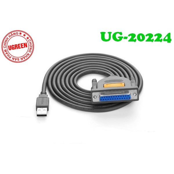 Cáp Máy in USB to DB25 Prallel Printer Cao Cấp Ugreen 20224 Chính Hãng dài 1.8m