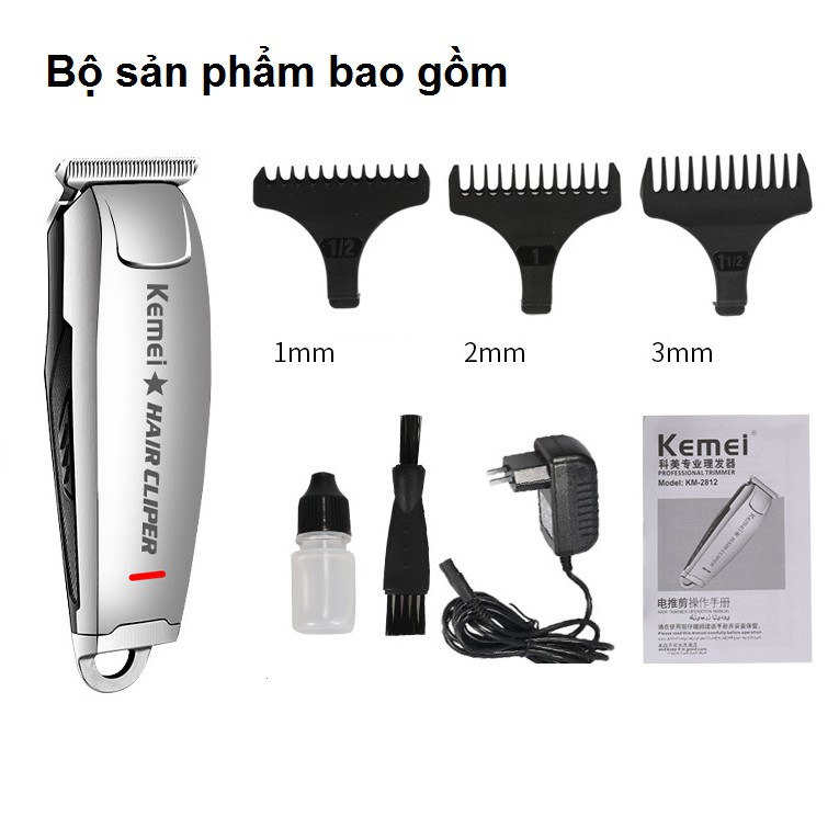 Tông đơ chấn viền kemei KM -2812 không dây chuyên nghiệp cạo trắng siêu nhẹ siêu sát Tông Đơ Cạo Viền Và Tạo Kiểu Tóc